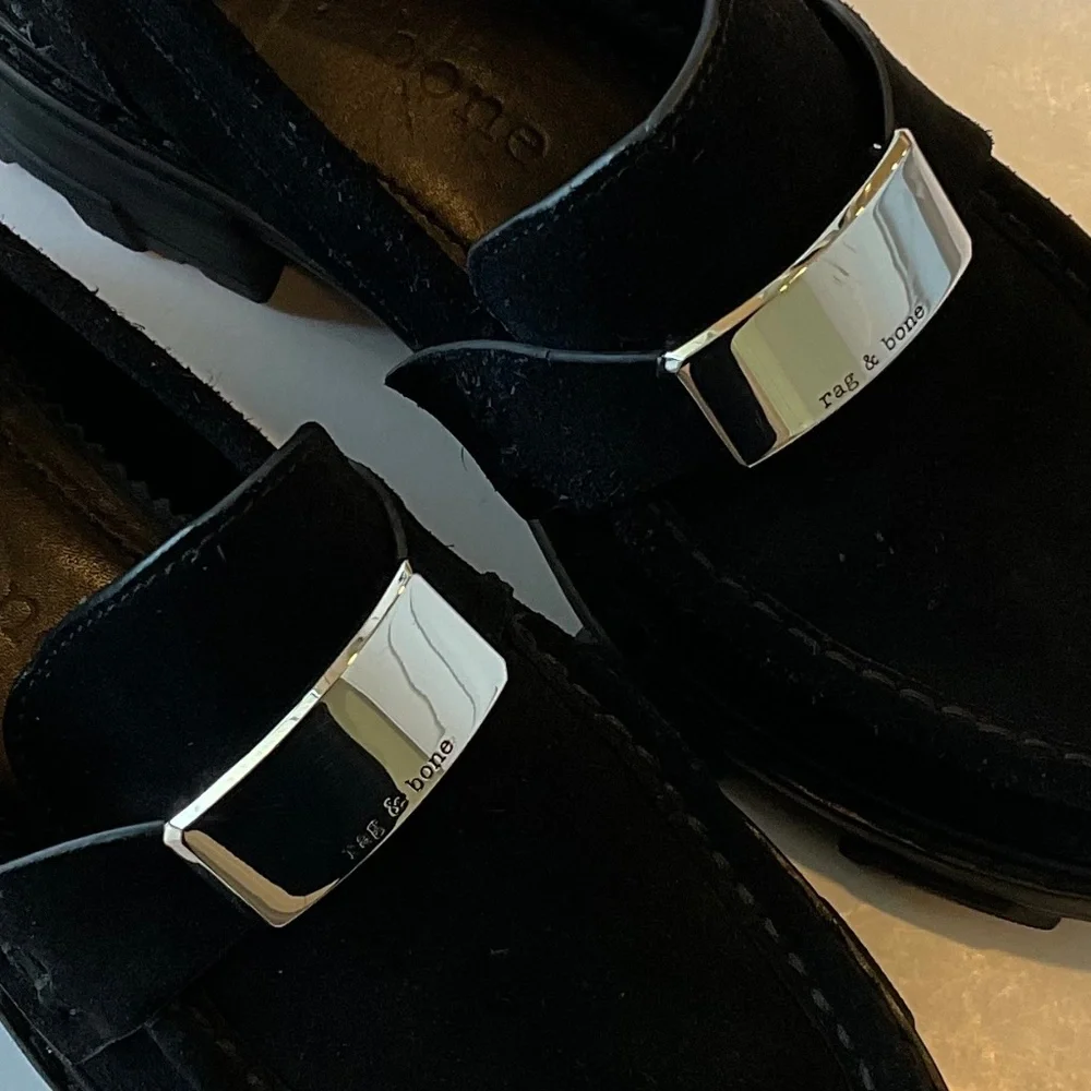 RAG & BONE  Shiloh 2.0 Loafers Lug Sole Black Suede